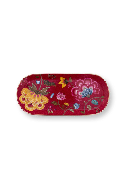 Pip Studio - Blooming Tales Fantasy Dark Red - Cake Tray - Serveerschaal - 33,3x15,5cm