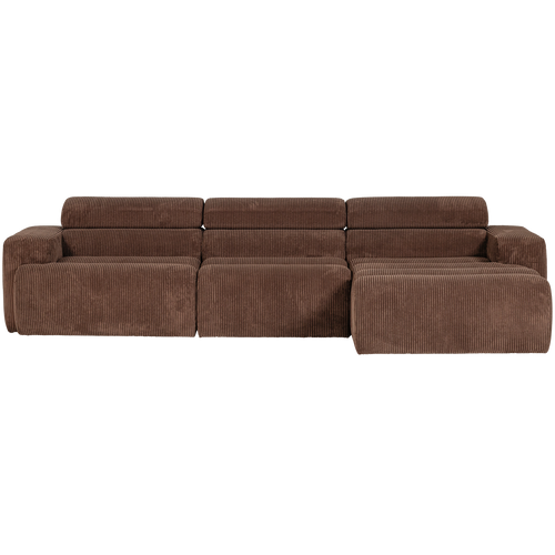 WOOOD chaise longue bank rechts Novi - Ribstof - Grijsbruin - vtwonen shop