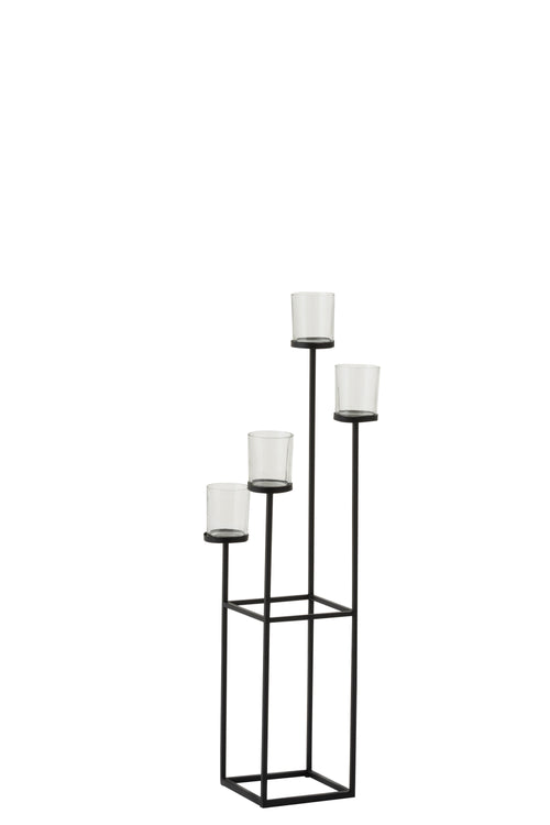 J-Line kaarshouder 4 Delen - metaal/glas - zwart