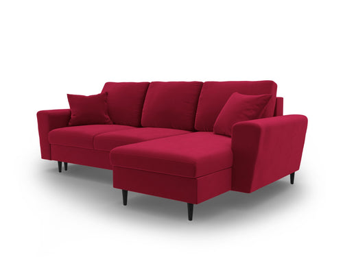 Cosmopolitan Design Omkeerbare converteerbare hoekbank met opbergdoos Kyoto 4-zits, flueel rood - 145x241x88cm