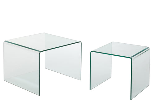 J-Line bijzettafel - glas - transparant - set van 2 - vtwonen shop