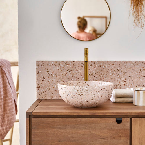 Tikamoon Ronde waskom van roze premium terrazzo ∅ 32 cm - Roze