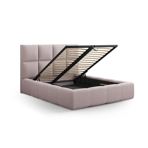 Cosmopolitan Design - Opbergbed met hoofdeinde Livigno 200x160cm structurele stof roze - 230x185x125cm