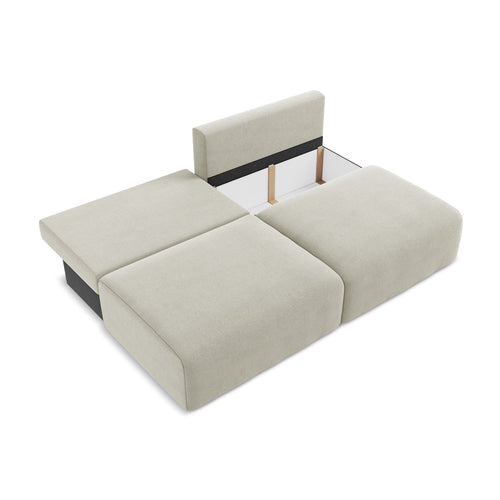 LaMiaSofa 3-zits slaapbank Ostia - textuurstof - lichtbeige - 216x102x79