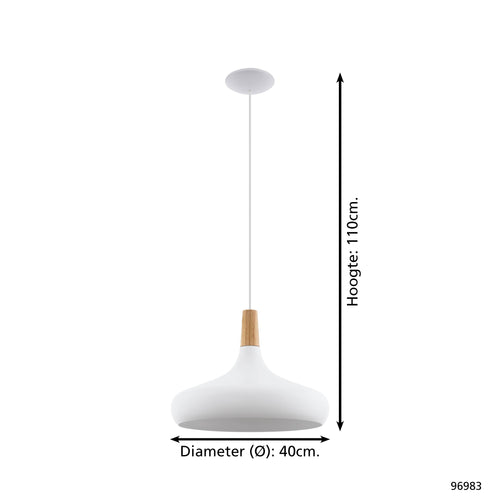 EGLO hanglamp Sabinar - e27 - ø 40 cm - wit/bruin - vtwonen shop