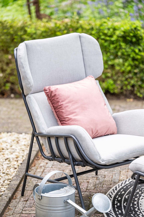 5-delige set - zwart - 2x loungestoel Livorno + voetenbank & tafeltje