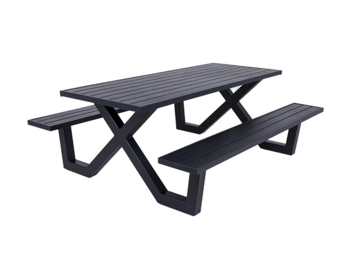 MaximaVida metalen picknicktafel onderstel New York zwart gecoat - doos per 2 stuks - vtwonen shop