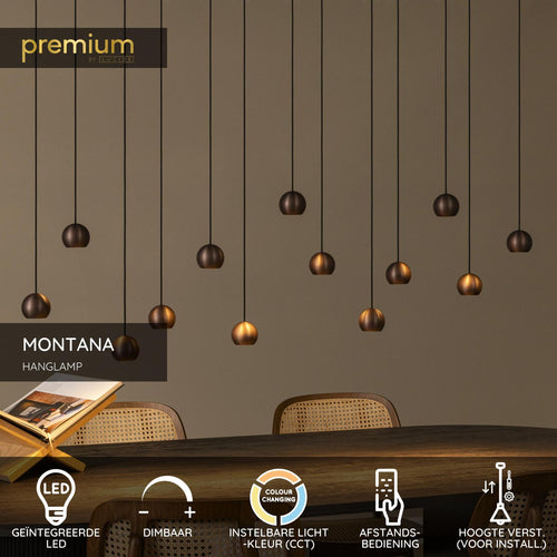 Lucide hanglamp MONTANA - Geïntegreerde LED - Koffie