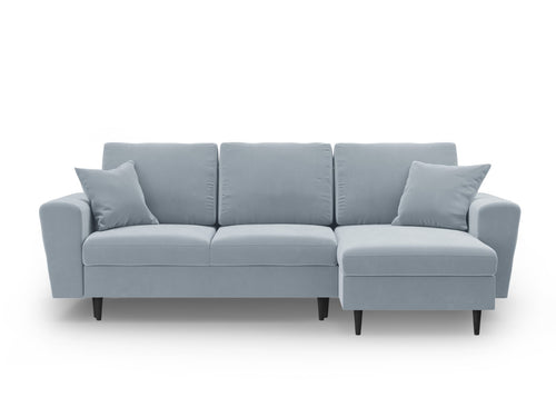Cosmopolitan Design Omkeerbare converteerbare hoekbank met opbergdoos Kyoto 4-zits, flueel lichtblauw - 145x241x88cm
