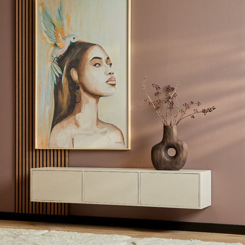 StarFurn Zwevend Tv-meubel Vision - Zandkleur Hout - 160x35x30cm