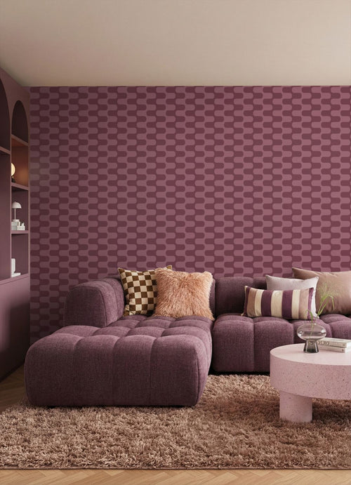 ESTAhome behang golvende lijnen paars - 50 x 900 cm - 132144