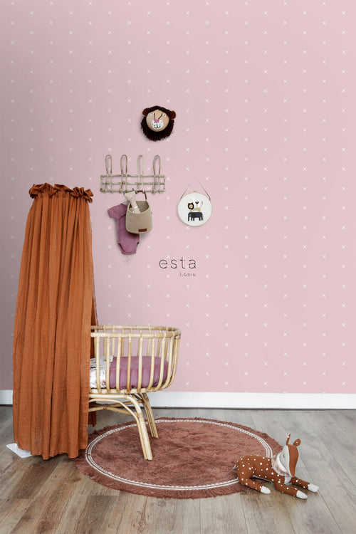ESTAhome behang grafisch motief roze - 53 cm x 10.05 m - 139069