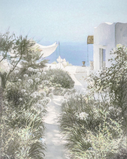 Sanders & Sanders fotobehang Côte d’Azur blauw en groen grijs - 200 x 250 cm - 612214