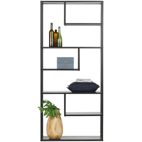 WOOOD vakkenkast Teun - Metaal - Zwart - 188x85x35 - vtwonen shop