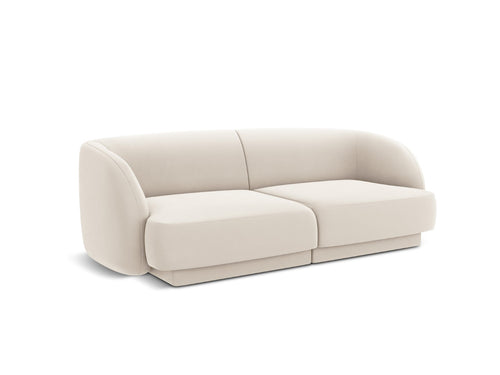 Micadoni Bank Miley 2-zits, flueel, lichtbeige - 90x180x70cm