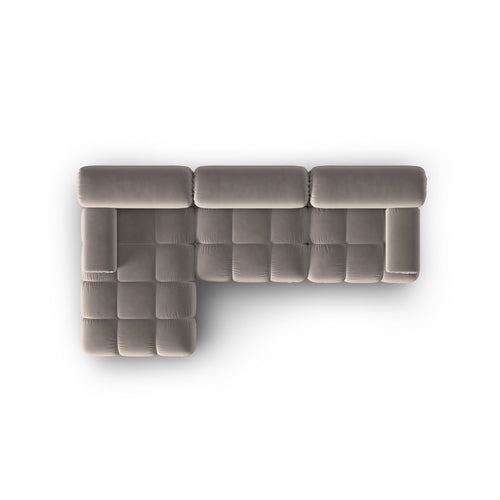 Cosmopolitan Design - Modulaire hoekbank links Cortina 4-zits, flueel cappuccino - 155x282x70cm