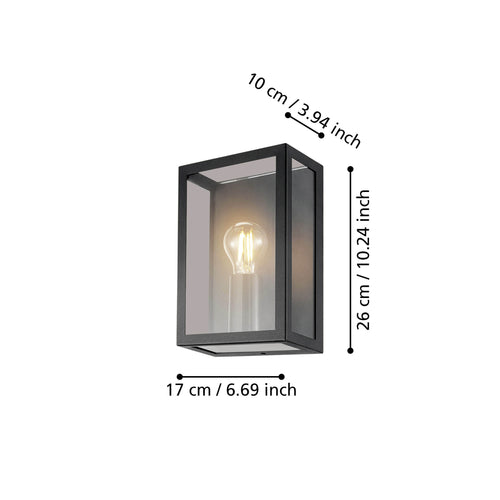 EGLO wandlamp buiten Alamonte 1 - e27 - 17 cm - zwart