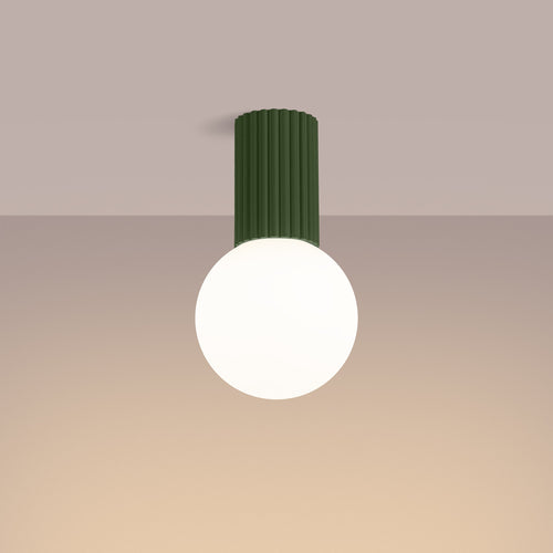 Sollux Lighting Plafondlamp HALO olijfgroen IP44 - 12x12x21cm