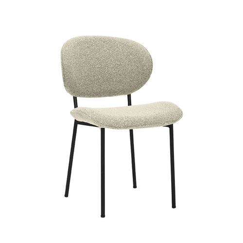 LABEL51 Eetkamerstoel Senn - Naturel/Zwart Bouclé - Set van 2