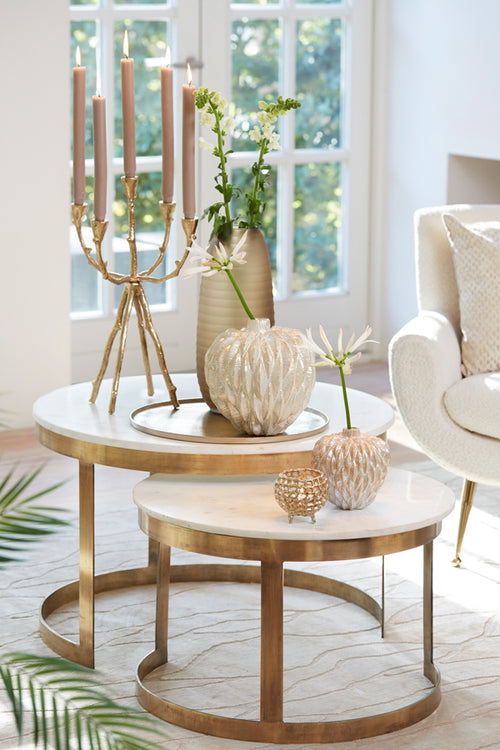 Light & Living salontafel PERLATO - Ø75x47cm - wit - Set van 2 - vtwonen shop