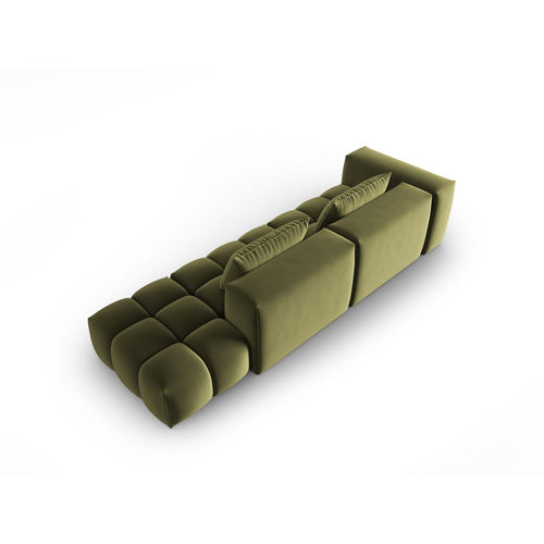 Cosmopolitan Design - Rechte modulaire bank Verona 4-zits, flueel lichtgroen - 85x265x70cm