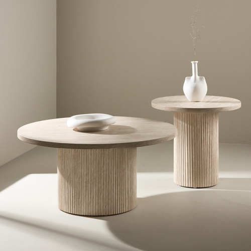 Nest living Nohr Ronde Houten Salontafel Beige - Ø 80 cm - vtwonen shop