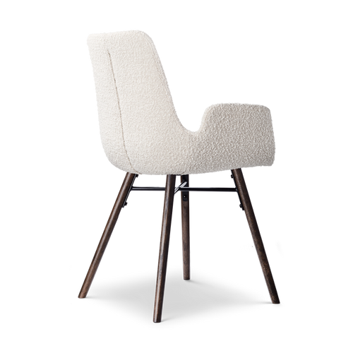 Nolon Nena-Eef Eetkamerstoel Bouclé Beige - met Armleuning - Walnoot