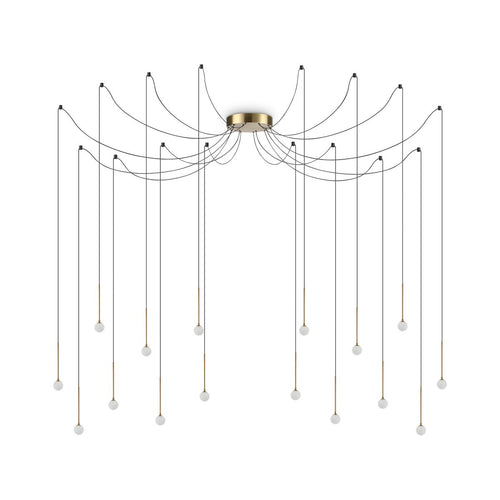 Ideal Lux LUCCIOLA 16-lichts led-cluster hanglamp messing, 3000K, niet-dimbaar