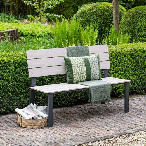 Jondal parkbank - carbon black - light teak Vironwood - L125 cm
