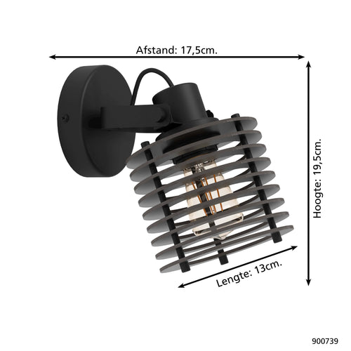 EGLO wandlamp Segovia - e27 - hout - zwart, wit