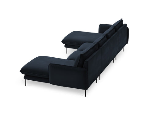 Cosmopolitan Design Panoramische bank Vienna 6-zits, flueel, donkerblauw - 170x350x95cm