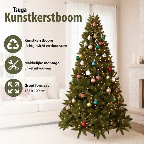 Triumph Tree Tsuga Kunstkerstboom - Kerstboom H185 x Ø109 cm - Groen