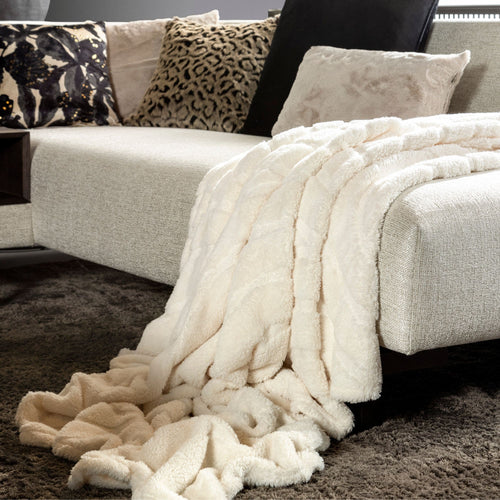 LESLIE - plaid 150x200 cm - 100% gerecycled polyester - Tofu - beige