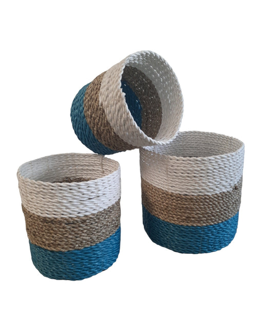 FurniLux Natuurlijke plantenbakken/ Mandenset - 20x20x21cm
