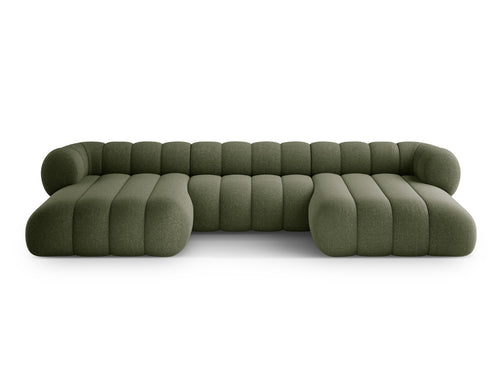 Cosmopolitan Design Panoramische bank Koge 6-zits, chenille groente - 165x348x70cm
