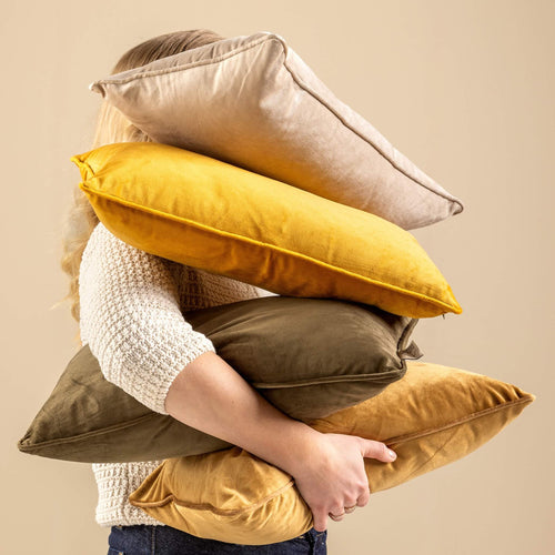 FINN - Sierkussen 45x45 cm - velvet - effen kleur - Military Olive - groen
