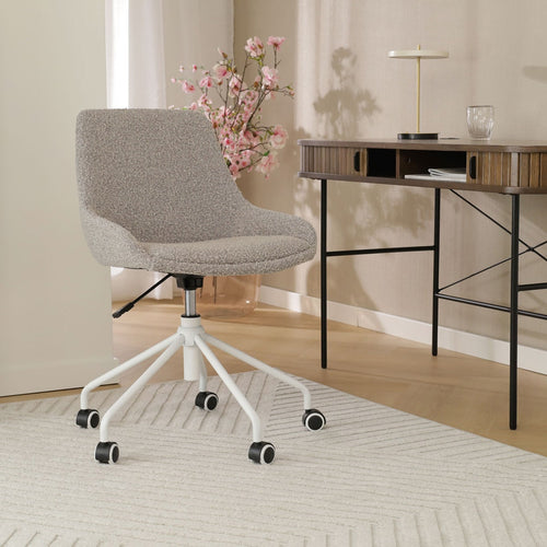 Nolon Nout-Isa Bureaustoelen Set van 2 - Bouclé Taupe - Wit - vtwonen shop