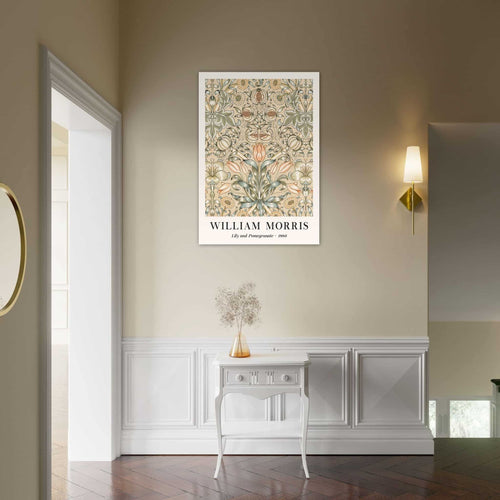 Artfulprints Poster met Lijst William Morris - Lily and pomegranate 1886   - 30x40 cm - Groen