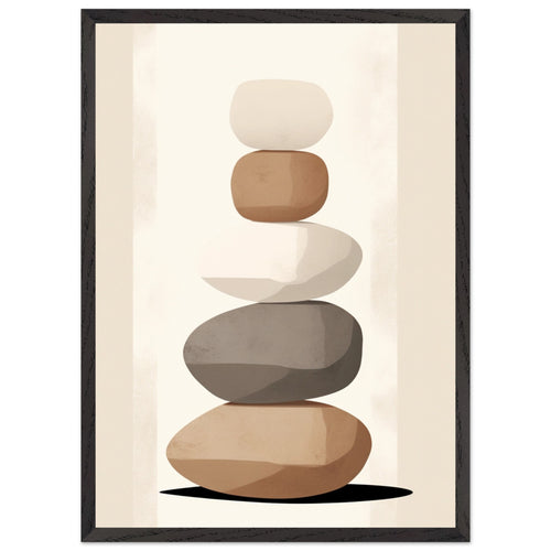 Artfulprints Poster met Lijst Stacked stones   - 50x70 cm - Taupe