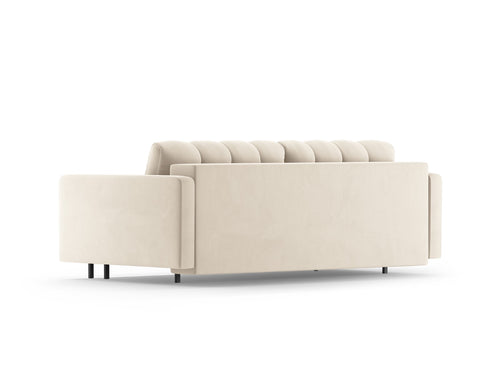 Cosmopolitan Design Slaapbank met opbergdoos Bali 3-zits, flueel lichtbeige - 84x222x105cm