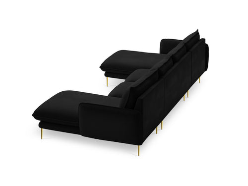 Cosmopolitan Design Panoramische bank Vienna 6-zits, flueel, zwart - 170x350x95cm