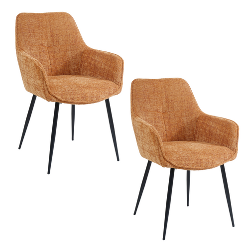 Housecraft Living Jez Eetkamerstoelen met armleuning Oranje - Set van 2 - vtwonen shop
