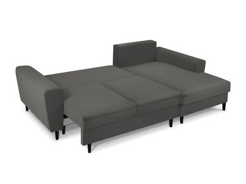 Cosmopolitan Design Converteerbare hoekbank rechts met opbergdoos Kyoto 4-zits, ribfluwelen, grijs - 145x241x88cm