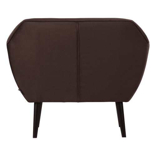 WOOOD fauteuil Rocco - Velvet - Donkerbruin - 75x92x81