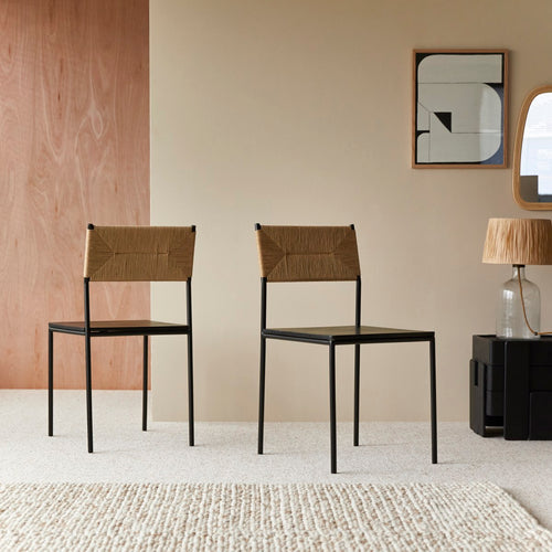 Tikamoon Stoel van metaal en natuurlijke vezels - Zwart - vtwonen shop