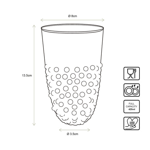 vtwonen Longdrinkglazen Dots - Glazen - Set van 4 Drinkglazen - Servies - 420 ml - vtwonen shop