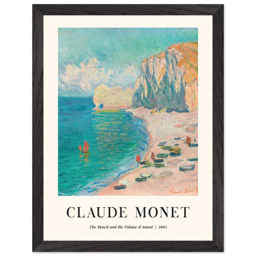 Artfulprints Poster met Lijst Claude Monet - The beach and the falaise d' Amont   - 30x40 cm - Blauw