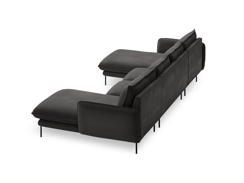 Cosmopolitan Design Panoramische bank Vienna 6-zits, flueel, donkergrijs - 170x350x95cm