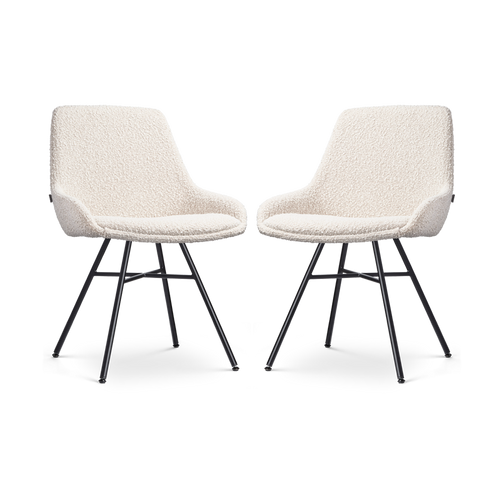 Nolon Noa-Isa Eetkamerstoelen Set van 2 - Bouclé Beige - Zwart - vtwonen shop