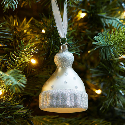 Rivièra Maison Winter Wonderland Hat Ornament - Glas - Wit - vtwonen shop